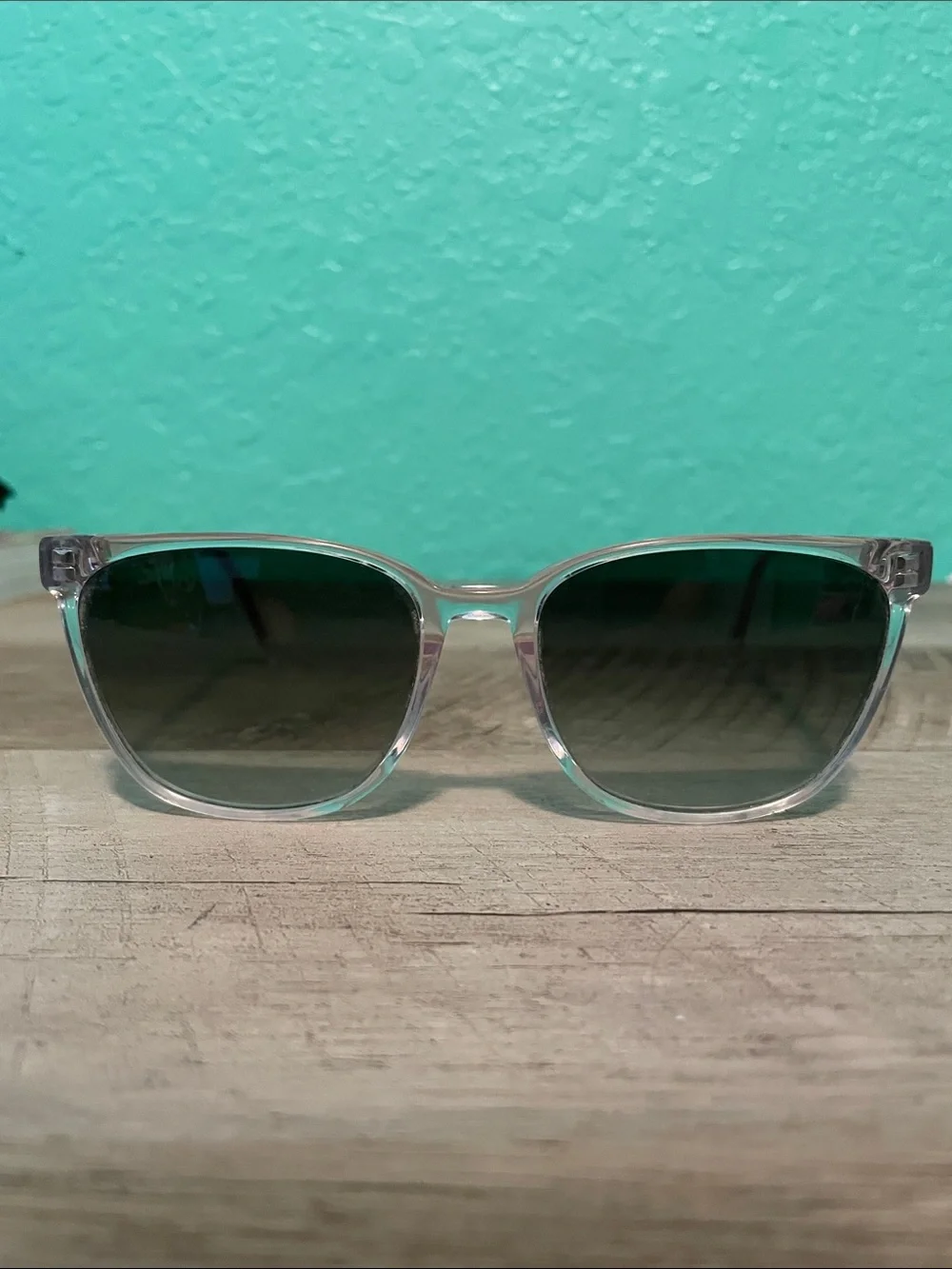 Warby Parker Clear Frame Sunglasses with Dark Lenses